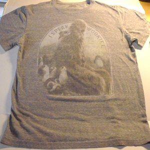 Star Wars Chewy I Speak Wookiee Large L Graphic Grey Distressed T-Shirt Unisex
